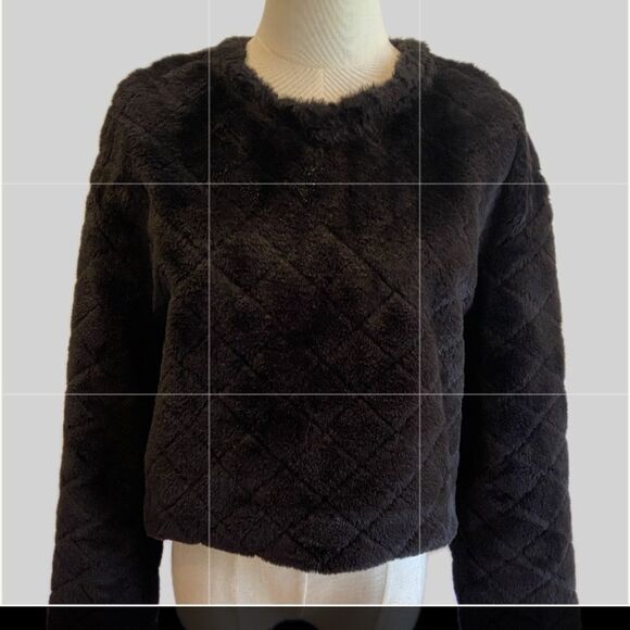 Zara Black Cropped Fuzzy Sweater S - Picture 1 of 5